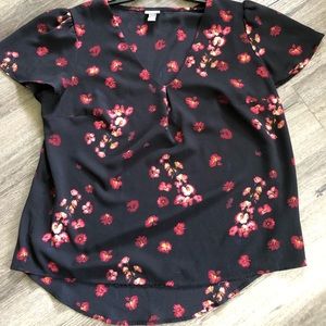 Black floral blouse